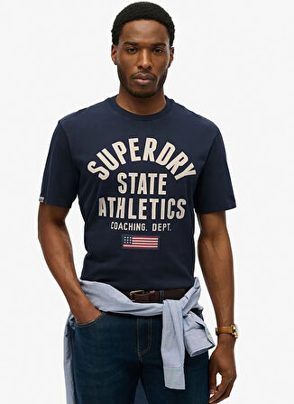 Superdry Bisiklet Yaka Lacivert Erkek T-Shirt M1012176A-D9I_ATHLETIC ESS TEE