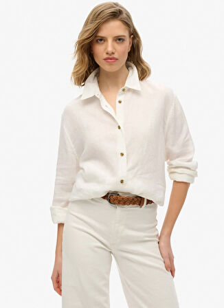 Superdry Normal Gömlek Yaka Beyaz Kadın Gömlek W4010463A