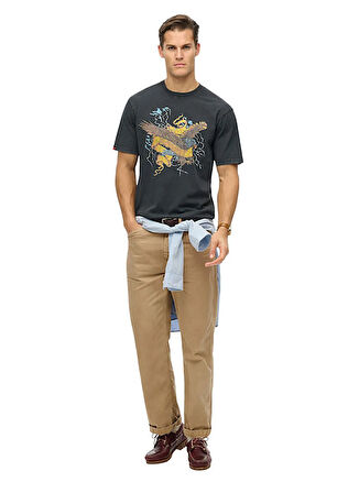 Superdry Bisiklet Yaka Siyah Erkek T-Shirt M1012125A-8IO_BIKER ROCK GRAPHIC LO
