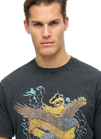 Superdry Bisiklet Yaka Siyah Erkek T-Shirt M1012125A-8IO_BIKER ROCK GRAPHIC LO