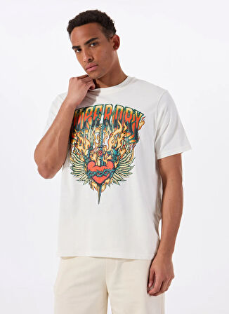 Superdry Bisiklet Yaka Beyaz Erkek T-Shirt M1012125A-U4Y_BIKER ROCK GRAPHIC LO