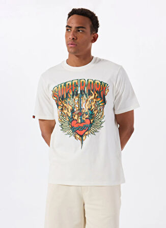 Superdry Bisiklet Yaka Beyaz Erkek T-Shirt M1012125A-U4Y_BIKER ROCK GRAPHIC LO