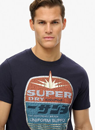 Superdry Bisiklet Yaka Lacivert Erkek T-Shirt M1012136A-THG_GASOLINE GRAPHIC RELA