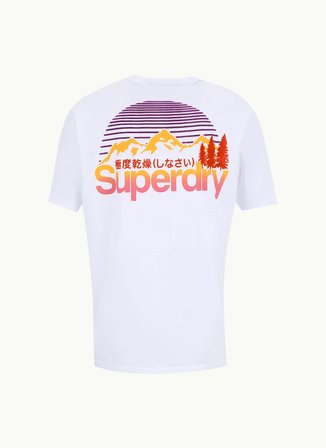 Superdry Bisiklet Yaka Baskılı Beyaz Erkek T-Shirt CL GREAT OUTDOORS CHEST TEE