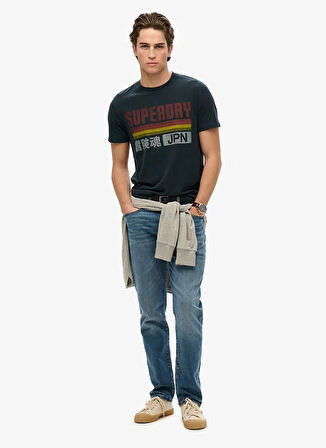 Superdry Bisiklet Yaka Lacivert Erkek T-Shirt M1012211A-98T_JAPAN STRIPE RELAXED