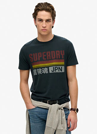 Superdry Bisiklet Yaka Lacivert Erkek T-Shirt M1012211A-98T_JAPAN STRIPE RELAXED