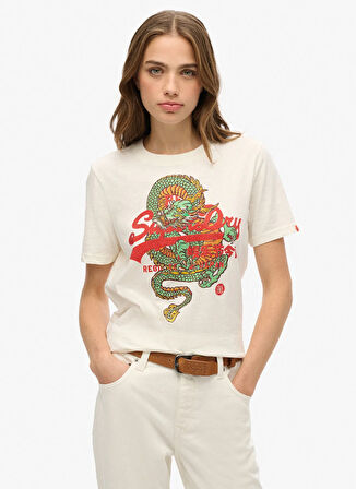 Superdry Bisiklet Yaka Beyaz Kadın T-Shirt W1011627A