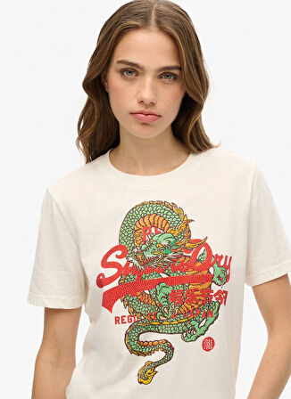 Superdry Bisiklet Yaka Beyaz Kadın T-Shirt W1011627A