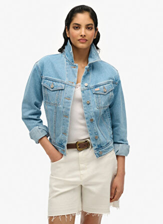 Superdry Mavi Kadın Denim Ceket W5011855A