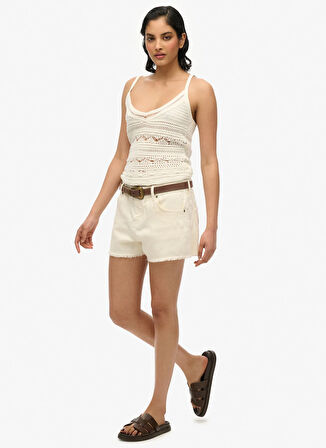 Superdry Normal Bel Normal Ekru Kadın Denim Şort W7110448A