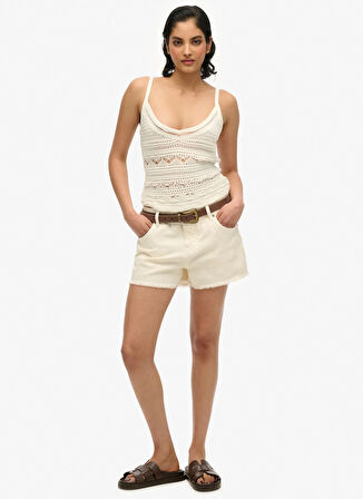 Superdry Normal Bel Normal Ekru Kadın Denim Şort W7110448A