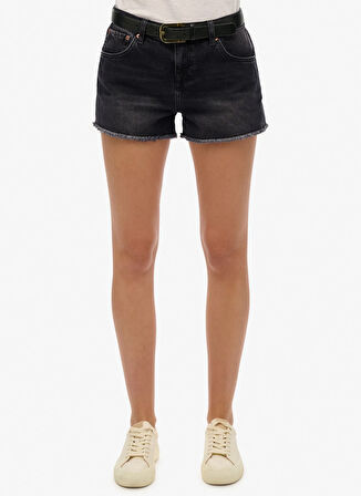 Superdry Normal Bel Normal Siyah Kadın Denim Şort W7110448A