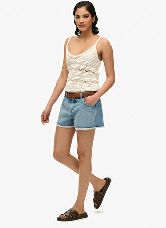 Superdry Normal Bel Normal Mavi Kadın Denim Şort W7110448A