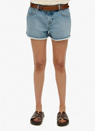 Superdry Normal Bel Normal Mavi Kadın Denim Şort W7110448A