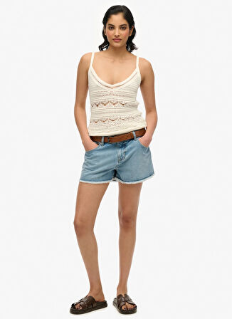 Superdry Normal Bel Normal Mavi Kadın Denim Şort W7110448A
