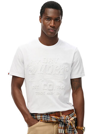 Superdry Bisiklet Yaka Beyaz Erkek T-Shirt M1012218A-01C_WORKWEAR EMBOSSED REL