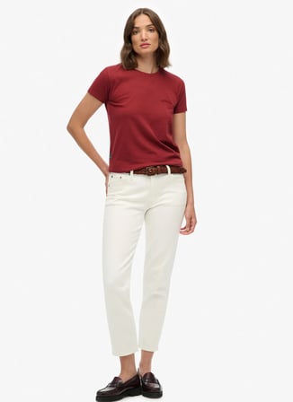Superdry Bordo Kadın Logo Baskılı T-Shirt W1011346A