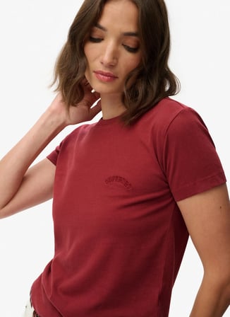 Superdry Bordo Kadın Logo Baskılı T-Shirt W1011346A