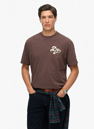 Superdry Bisiklet Yaka Düz Kahve Erkek T-Shirt M1012261A-77K