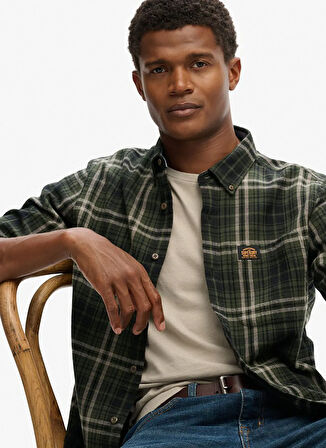 Superdry Regular Fit Haki Kareli Erkek Gömlek M4011047A-H7J