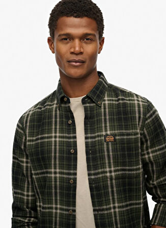 Superdry Regular Fit Haki Kareli Erkek Gömlek M4011047A-H7J