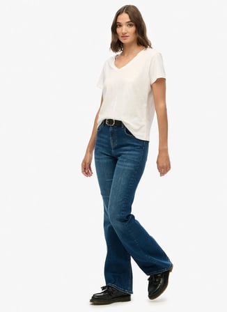 Superdry W7011261A Indigo Kadın Yüksek Bel Flare Denim Pantolon
