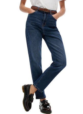 Superdry W7011263A Indigo Kadın Yüksek Bel Mom Fit Denim Pantolon