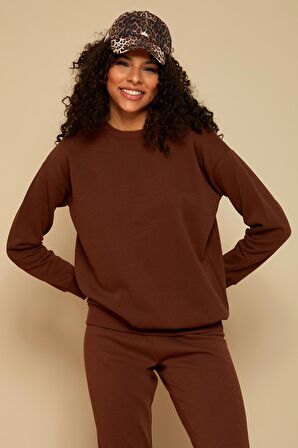 Kadın Şardonlu Basic Örme Sweatshirt