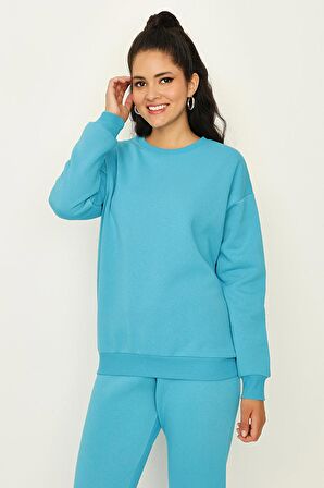 Kadın Şardonlu Basic Örme Sweatshirt