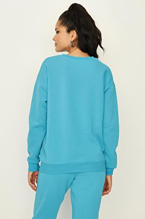 Kadın Şardonlu Basic Örme Sweatshirt