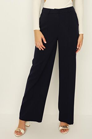 Kadın Nervür Dikişli Geniş Paça Pantolon