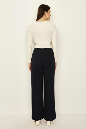 Kadın Nervür Dikişli Geniş Paça Pantolon