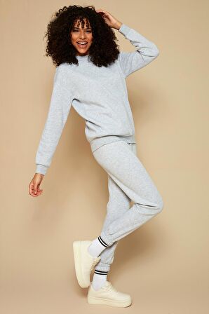 Kadın Şardonlu Basic Örme Sweatshirt