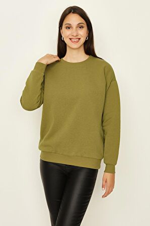 Kadın Şardonlu Basic Örme Sweatshirt