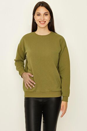 Kadın Şardonlu Basic Örme Sweatshirt