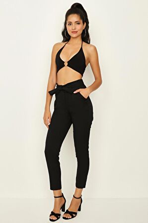 Kadın Kuşaklı Bilek Boy Cigarette Pantolon