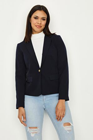 Kadın Tek Düğme Kapamalı Blazer Ceket