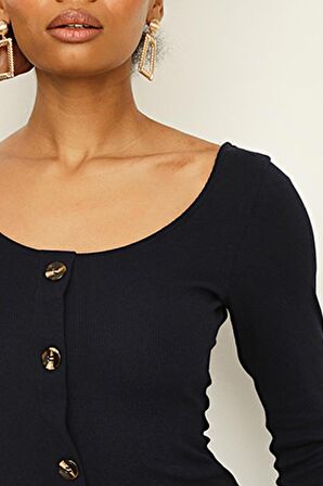 Kadın Yuvarlak Yaka Uzun Kollu Yırtmaçlı Kaşkorse Elbise