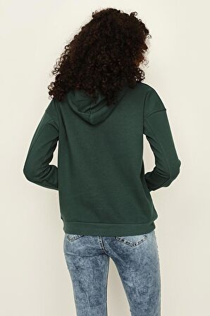 Kadın Yazı Detaylı Örme Sweatshirt