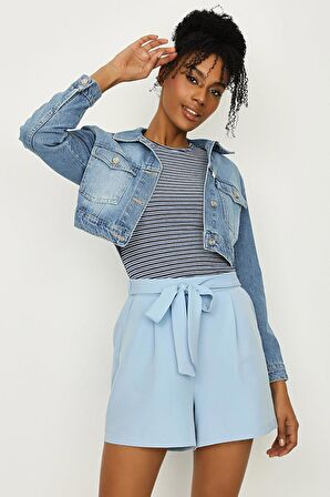 Kadın Beli Kuşaklı Mini Şort