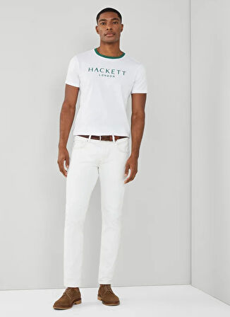 Hackett Bisiklet Yaka Beyaz Erkek T-Shirt HM500797