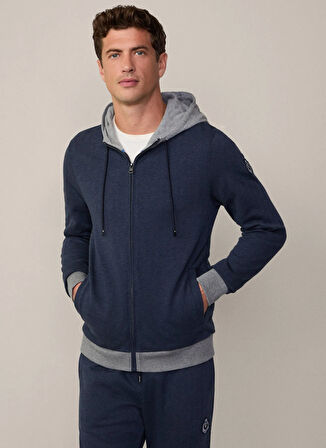 Hackett Kapüşon Yaka Koyu Lacivert Erkek Sweatshırt HM581287