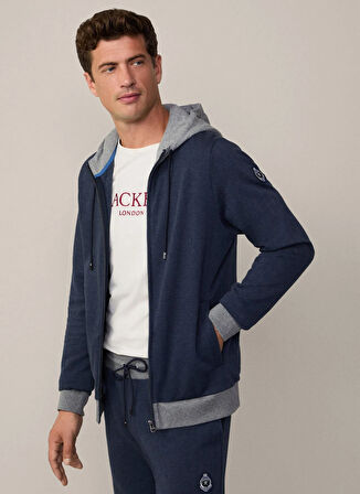 Hackett Kapüşon Yaka Koyu Lacivert Erkek Sweatshırt HM581287