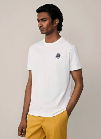 Hackett Bisiklet Yaka Ekru Erkek T-Shirt HM500846