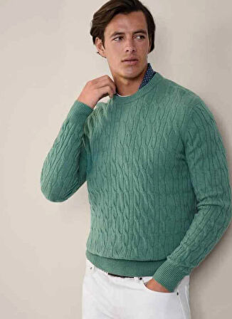 Hackett Bisiklet Yaka Slim Fit Yeşil Erkek Kazak HM703241