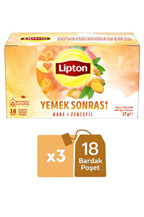 Lipton Yemek Sonrası Nane ve Zencefil Bitki Çayı Karışımı 18li x 3 Adet