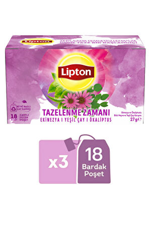 Lipton Tazelenme Zamanı Ekinezya ve Ökaliptuslu Bitki ve Meyve Çayı Karışımı 18li x 3 Adet