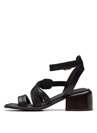 Clarks Deri Siyah Kadın Topuklu Sandalet 26181243