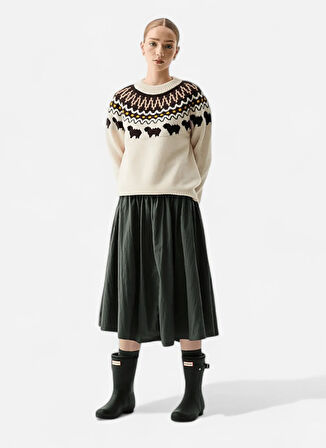 Hunter Bisiklet Yaka Normal Beyaz Kadın Kazak HARW0074251-AW