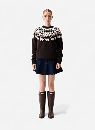 Hunter Bisiklet Yaka Normal Kahve Kadın Kazak HARW0074251-CB